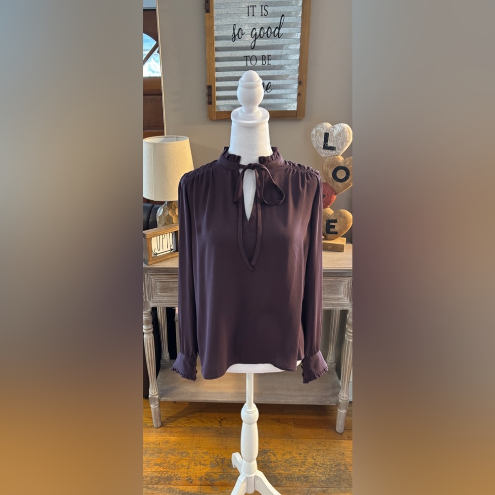 Loft Tie Front Ruffle Collared Blouse